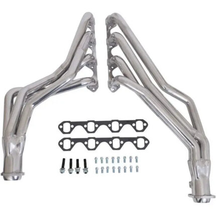 Ford Mustang 5.0 1-5/8 Long Tube Exhaust Headers Automatic Trans Polished Silver Ceramic 79-93