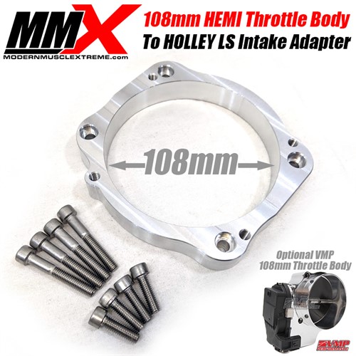 108mm HEMI Throttle Body to Holley LS Intake Adapter Kit by MMX 108mm HEMI Throttle Body to Holley LS Intake Adapter Kit by MMX