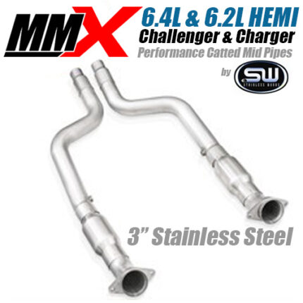 2015-2023 6.4L 6.2L HEMI Challenger and Charger MMX Mid Pipes by Stainless Works - With Cats - Modern Muscle Xtreme