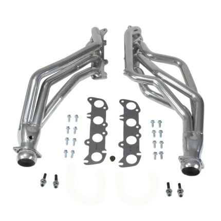 قطعة نظام عادم BBK Performance - Ford Mustang Coyote Swap 1-3/4 Long Tube Exhaust Headers Polished Silver Ceramic 86-04