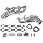 قطعة نظام عادم BBK Performance - Chevrolet GM Truck SUV 4.8 5.3 1-3/4 Shorty Exhaust Headers Polished Silver Ceramic 99-13