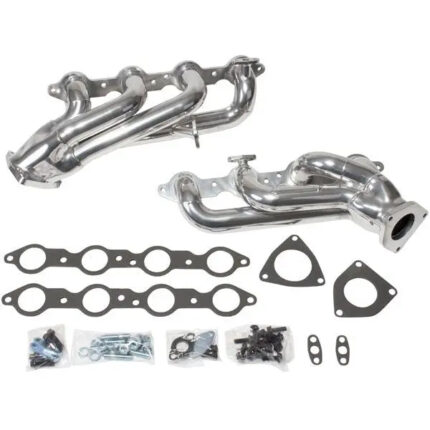 قطعة نظام عادم BBK Performance - Chevrolet GM Truck SUV 4.8 5.3 1-3/4 Shorty Exhaust Headers Polished Silver Ceramic 99-13