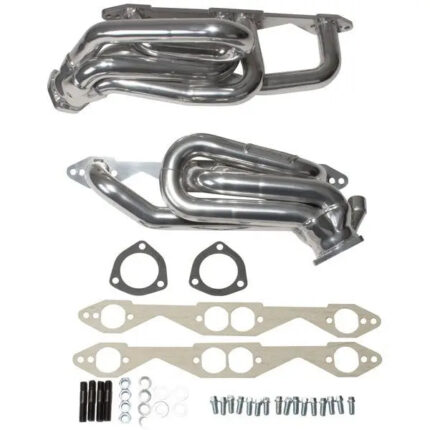 قطعة نظام عادم BBK Performance - Chevrolet GM Truck SUV 5.0 5.7 1-5/8 Shorty Exhaust Headers Polished Silver Ceramic 96-99