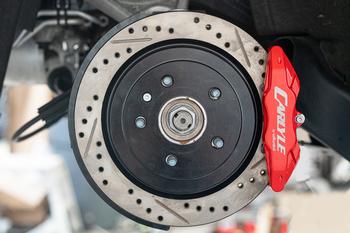 Brake Kit for 15" Conversion, Drilled and Slotted Rotors, Red Calipers BMR Suspension for Corvette 2014-2019