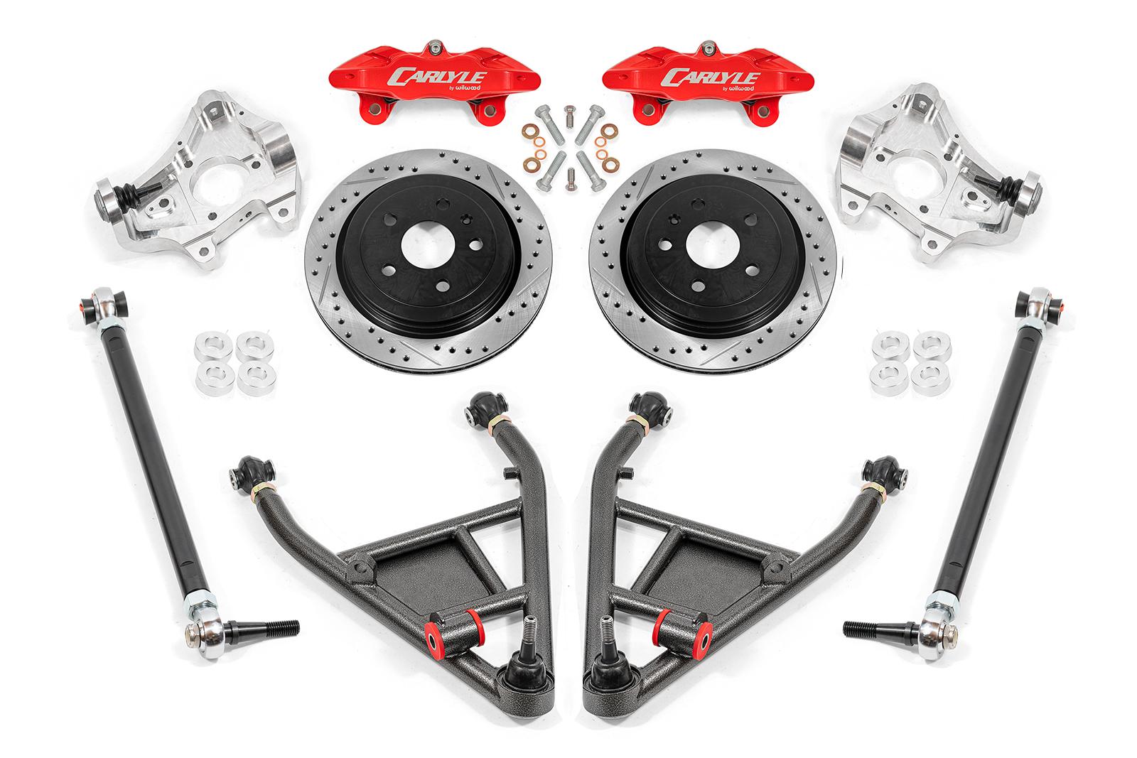 15" Conversion Kit by Carlyle Racing, Drilled and Slotted Rotors, Red Calipers BMR Suspension لـ Corvette 2014-2019 15" Conversion Kit by Carlyle Racing, Drilled and Slotted Rotors, Red Calipers BMR Suspension لـ Corvette 2014-2019
