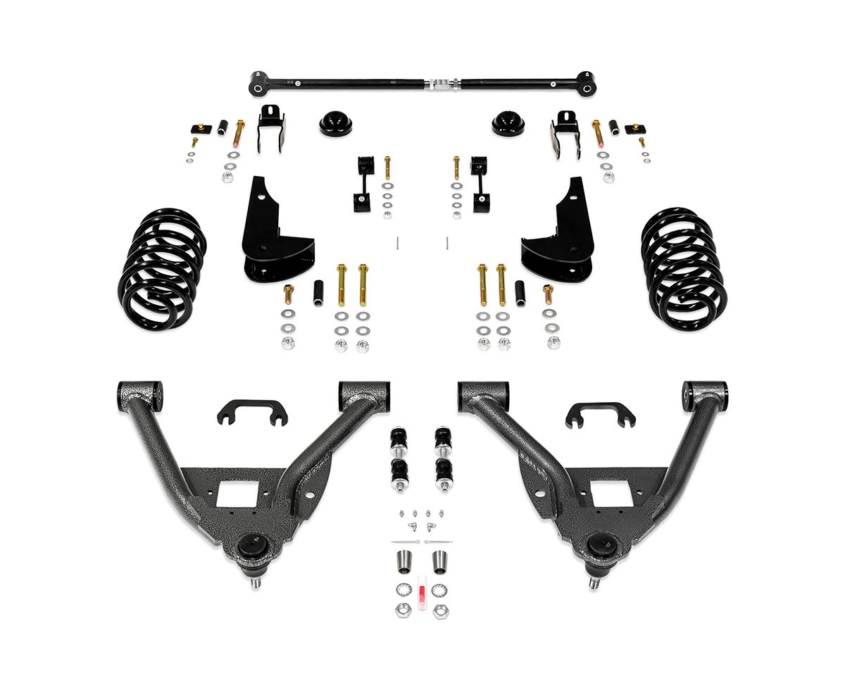 2014-2018 GM 1500 SUV 3/5 Lowering Kit With Track Bar (Aluminum/Stamped Steel) 2014-2018 GM 1500 SUV 3/5 Lowering Kit With Track Bar (Aluminum/Stamped Steel)