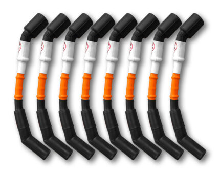 11mm Spark Plug Wires (8 pc. Set). Orange with Black Boots. LSX Car