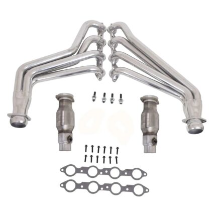 قطعة نظام عادم BBK Performance - Chevrolet Camaro SS ZL1 6.2 1-3/4 Full Length Exhaust Headers With High Flow Cats Polished Silver Ceramic 10-15