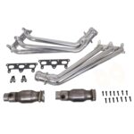 قطعة نظام عادم BBK Performance - Chevrolet Camaro V6 1-5/8 Long Tube Exhaust Headers With High Flow Cats Polished Silver Ceramic 10-11