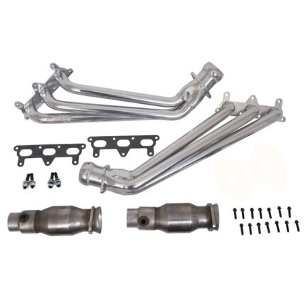 قطعة نظام عادم BBK Performance - Chevrolet Camaro V6 1-5/8 Long Tube Exhaust Headers With High Flow Cats Polished Silver Ceramic 10-11