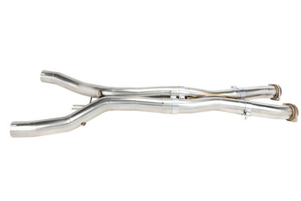 أنابيب توصيل العادم Kooks Headers - 3" SS Resonator Delete X-Pipe. 2014-2019 Corvette 6.2L. Connects to OEM Cats.